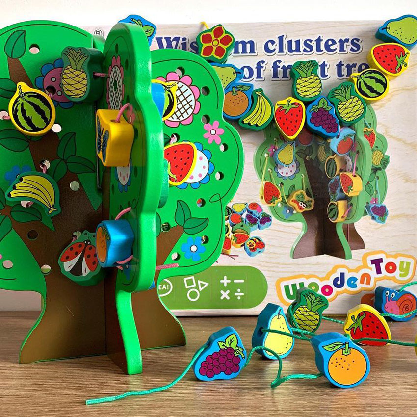 Copac Montessori Cu Fructe Pentru Snuruit/Insiruit (37 piese)