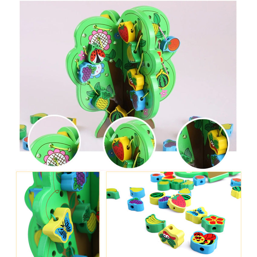 Copac Montessori Cu Fructe Pentru Snuruit/Insiruit (37 piese)