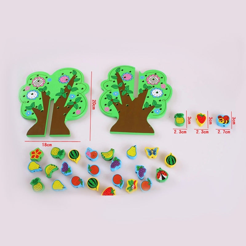 Copac Montessori Cu Fructe Pentru Snuruit/Insiruit (37 piese)