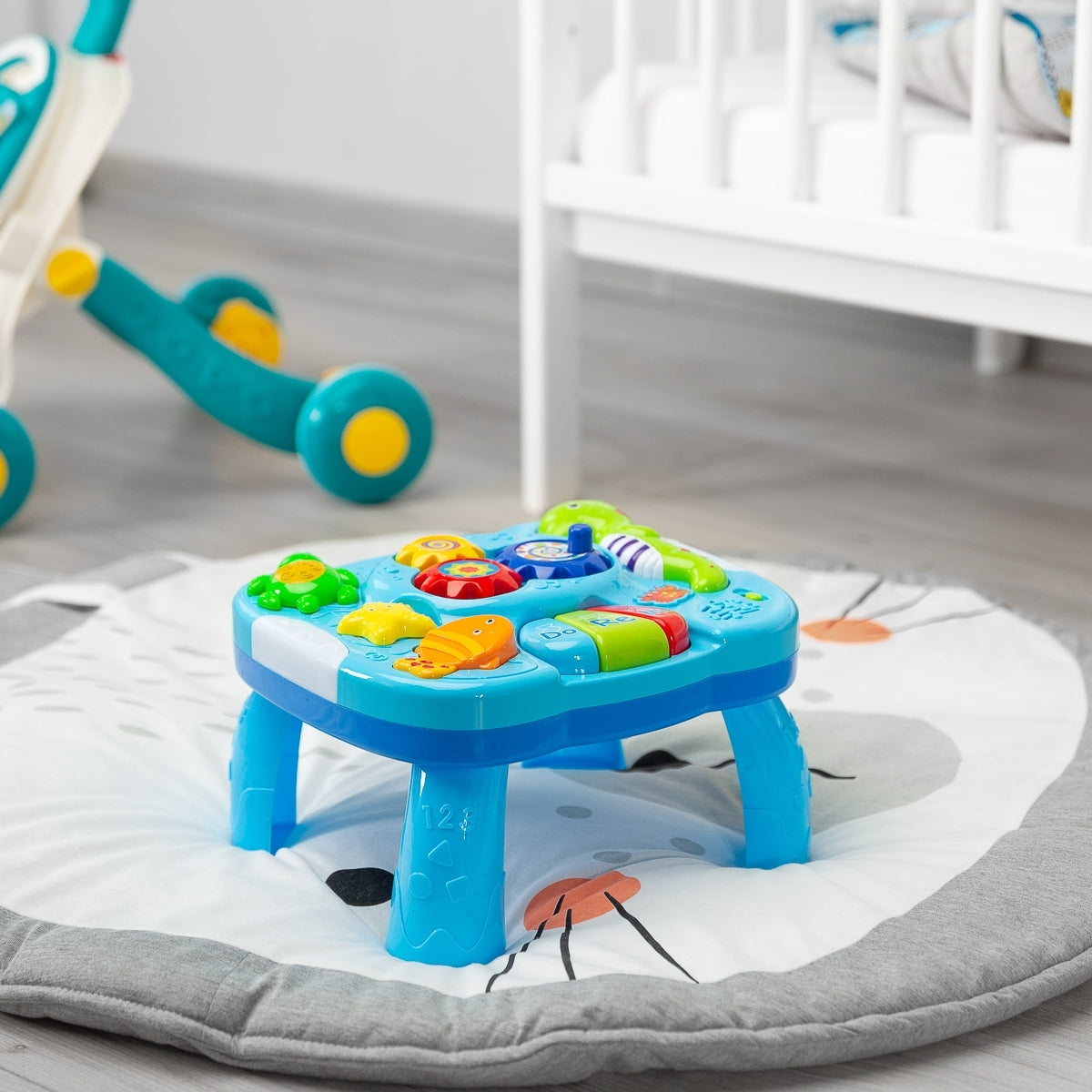 Masuta Interactiva De Activitati Albastra (2-in-1)