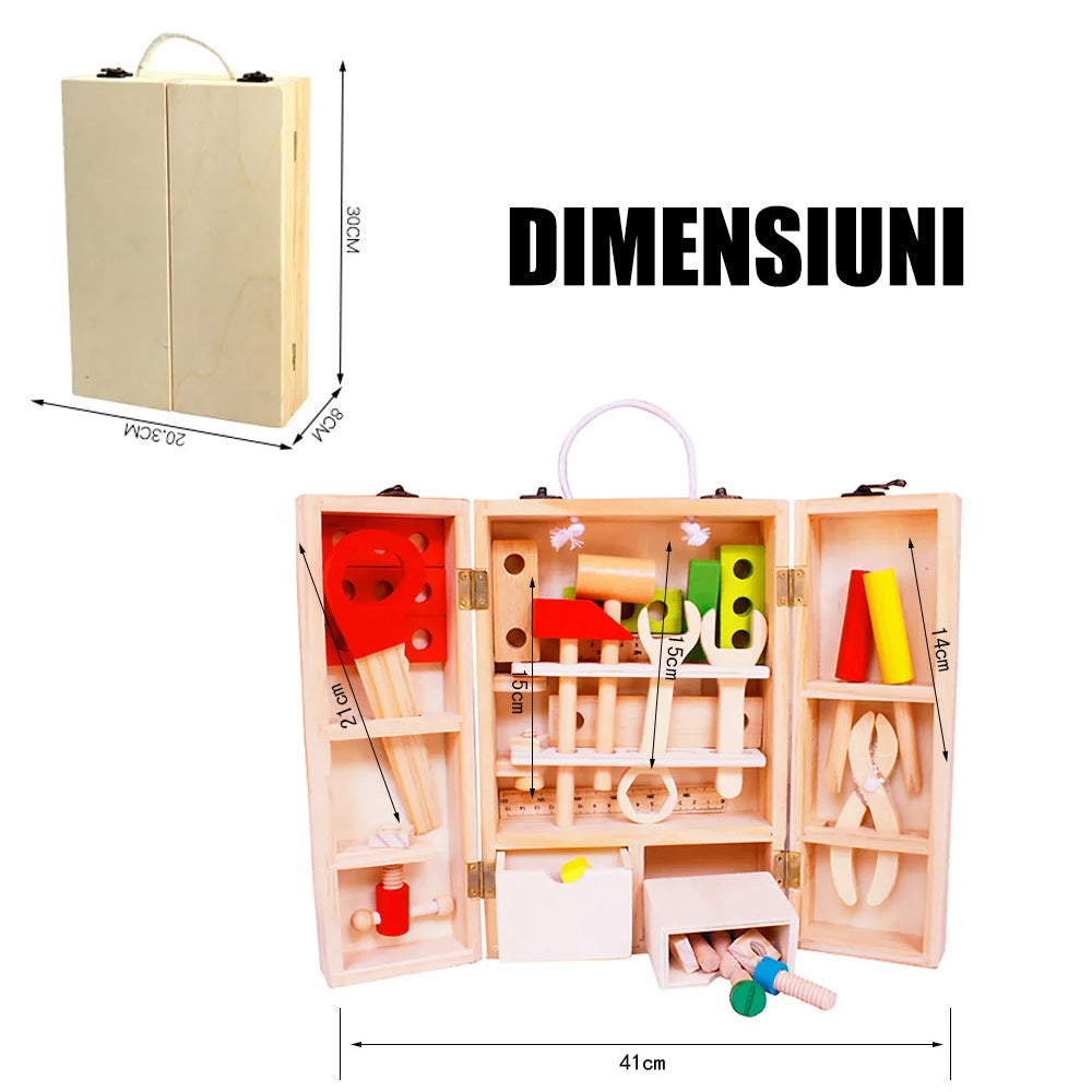 Trusa De Scule Portabila Din Lemn (40 accesorii)