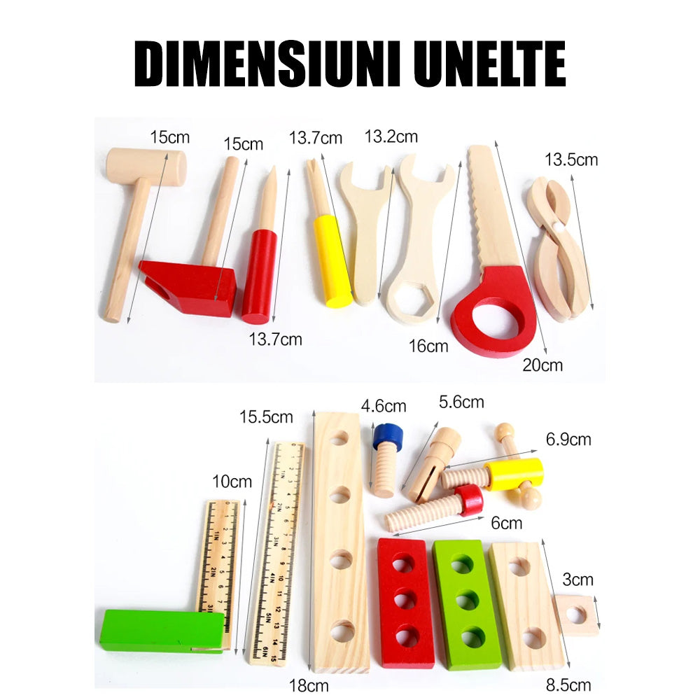 Trusa De Scule Portabila Din Lemn (40 accesorii)