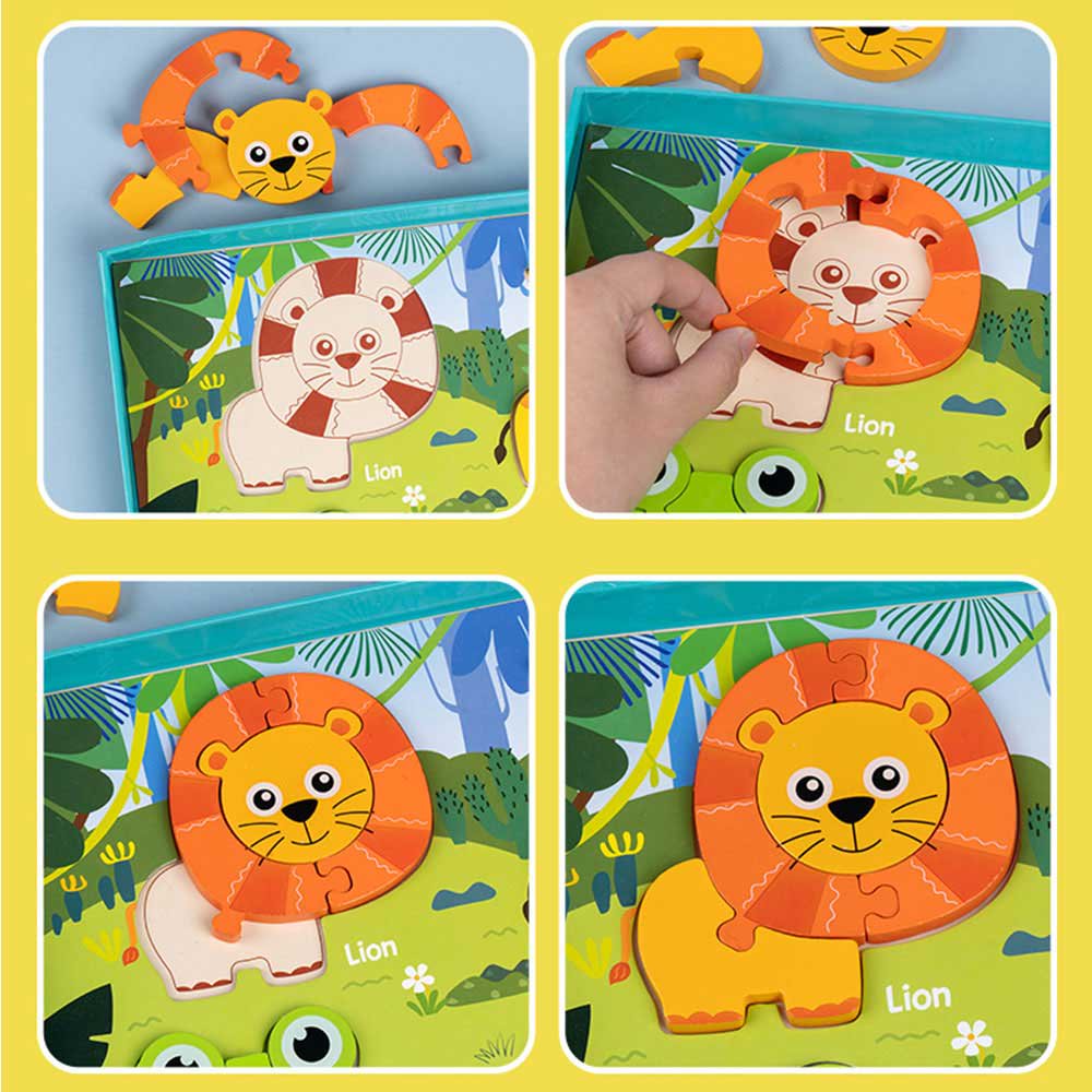 Puzzle Din Lemn 3D: Animalele Junglei