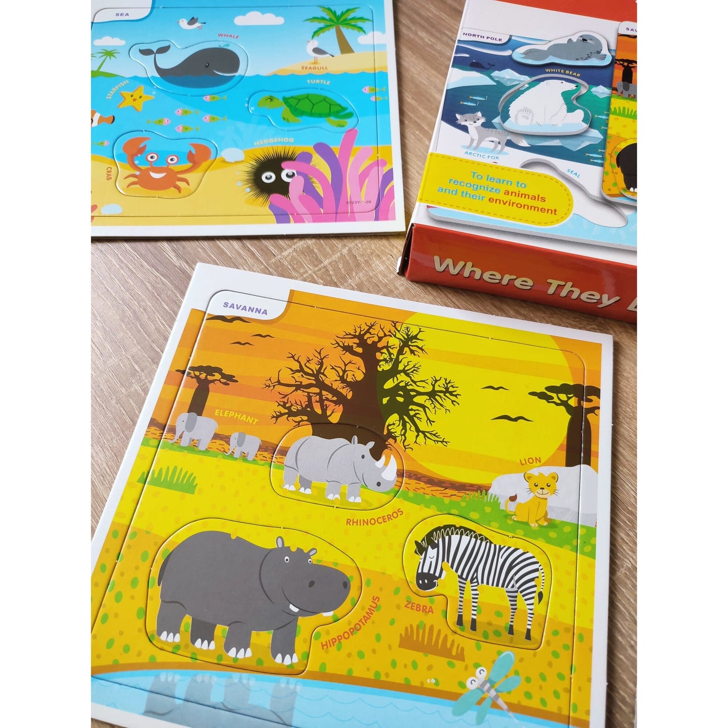 Асоциативен пъзел Animal Habitat (6 дъски, 18 части)