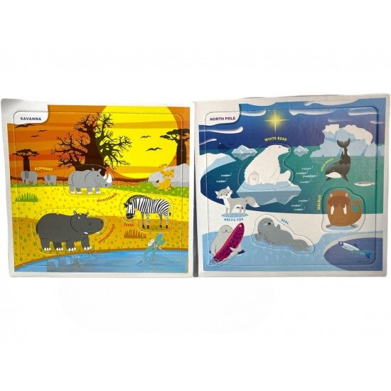 Асоциативен пъзел Animal Habitat (6 дъски, 18 части)
