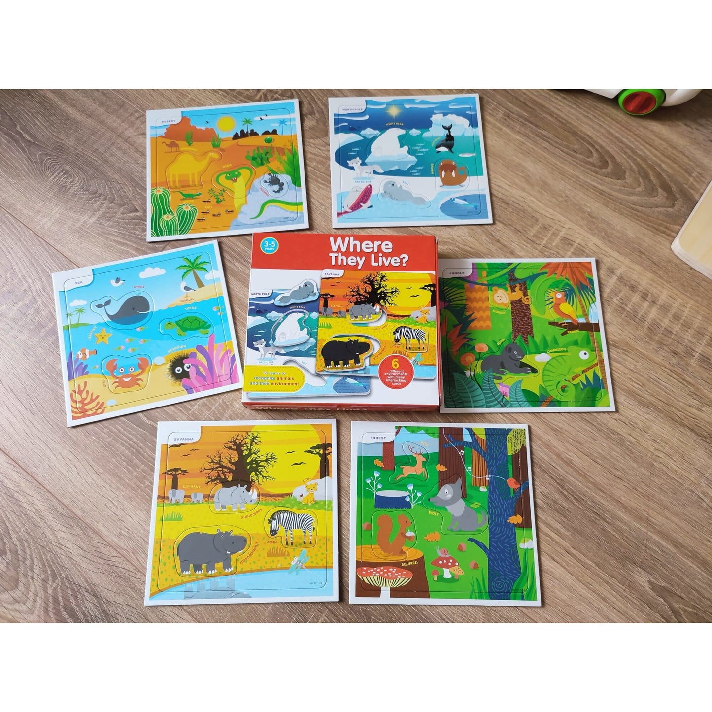 Асоциативен пъзел Animal Habitat (6 дъски, 18 части)