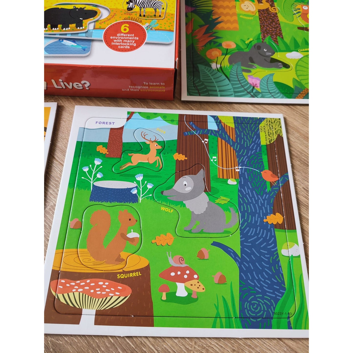 Асоциативен пъзел Animal Habitat (6 дъски, 18 части)