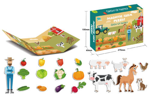 Puzzle Magnetic Educativ: Ferma Animalelor (28 piese)