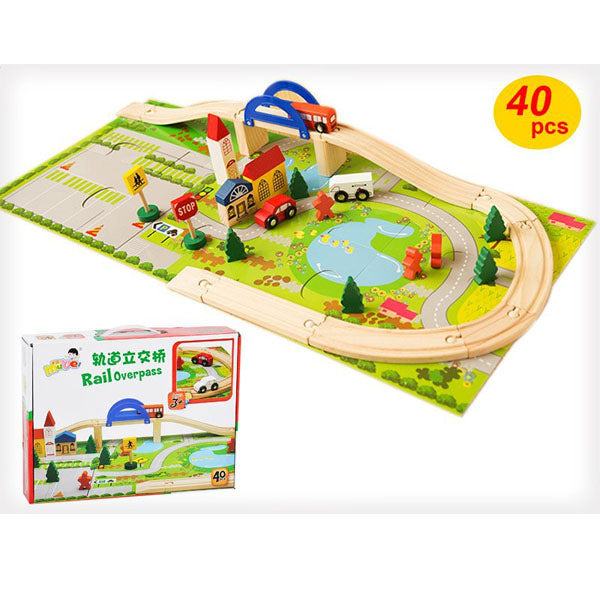 Set Trenulete Montessori Din Lemn (40 piese)