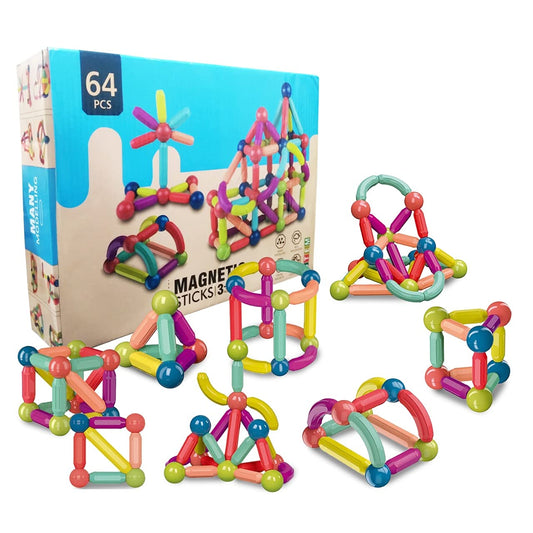 MAGNETIC STICKS: Joc STEM de Construit Magnetic (64 piese)