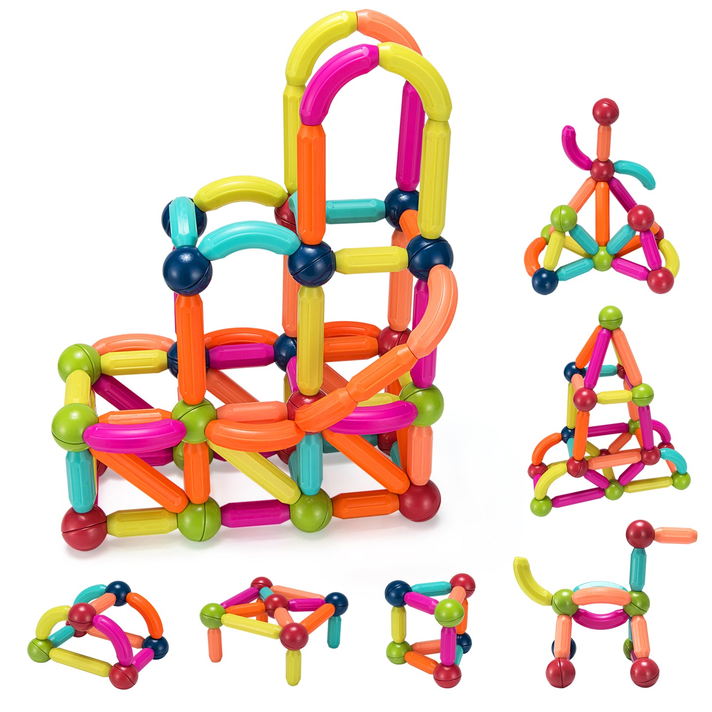 MAGNETIC STICKS: Joc STEM de Construit Magnetic (64 piese)