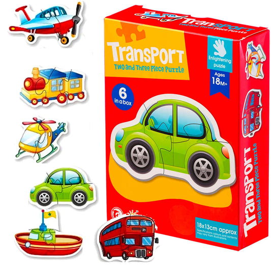 Set 6 Puzzle-uri Cu Piese Mari: Mijloace De Transport (15 piese)