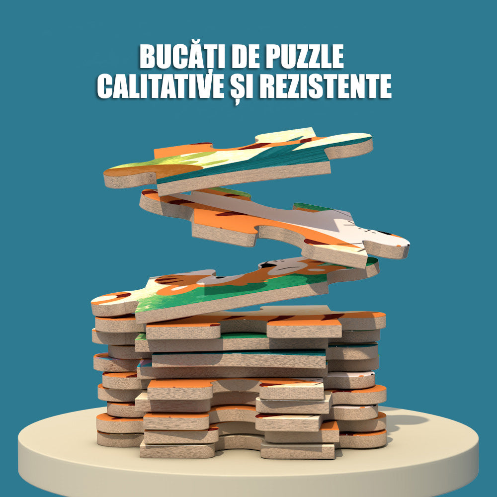 Puzzle Din Lemn In Cutie Metalica: Animale Polare (5-in-1)