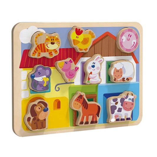 Puzzle Din Lemn Hambar Cu Animale Domestice (10 animale)