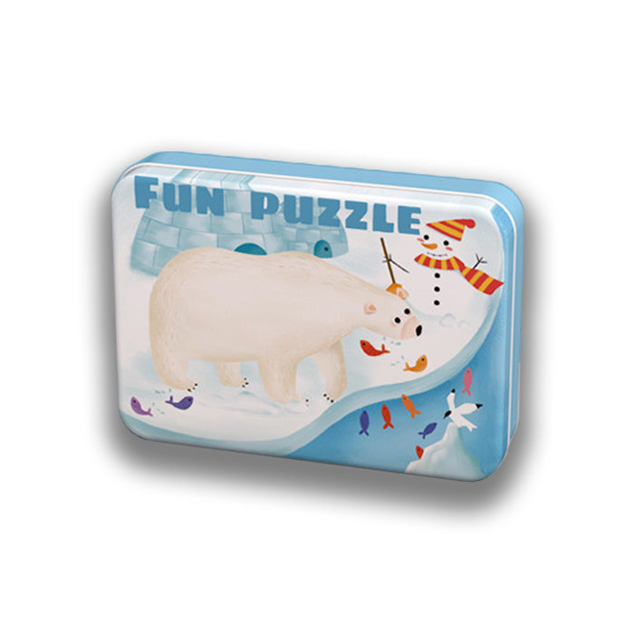 Puzzle Din Lemn In Cutie Metalica: Animale Domestice (5-in-1)