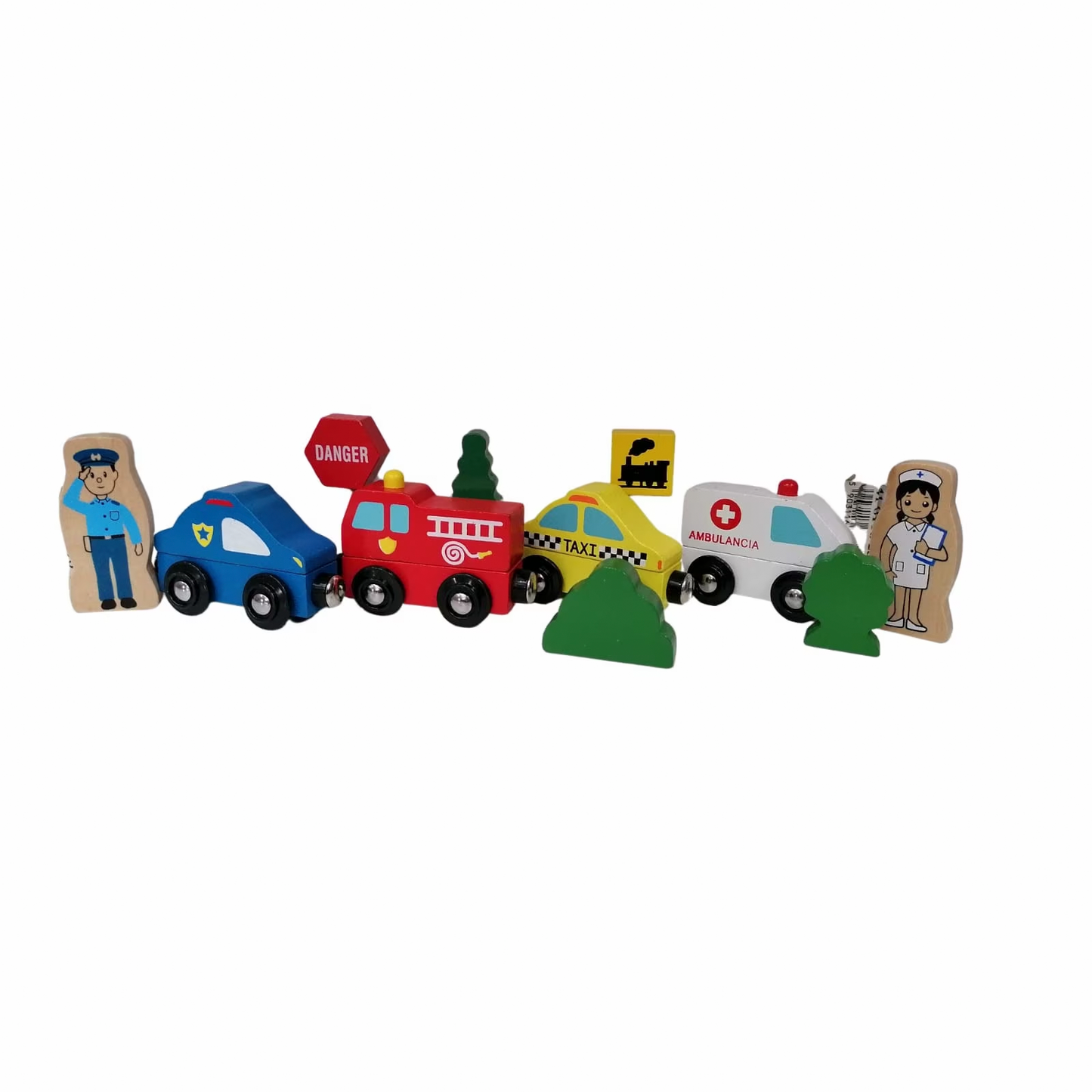 Set 4 Trenulete Magnetice Si Figurine (11 piese)