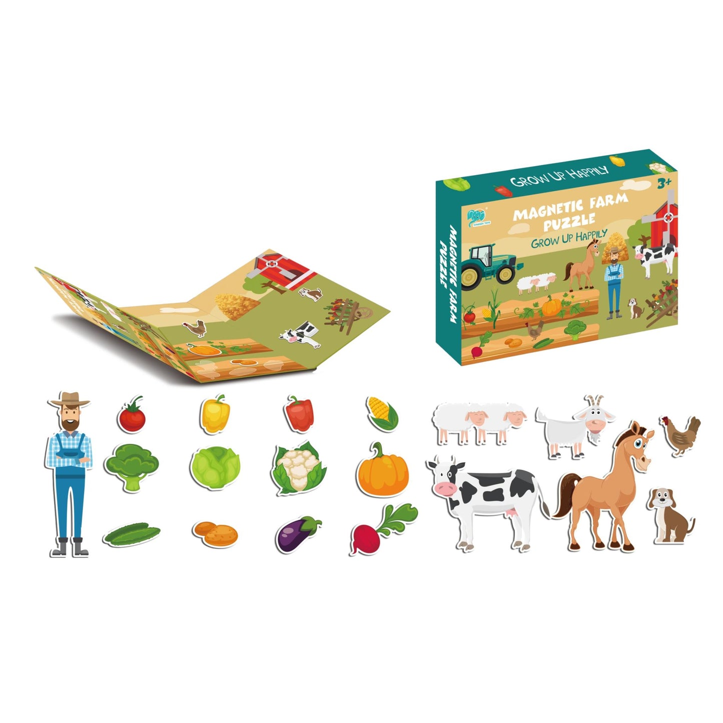 Puzzle Magnetic Educativ: Ferma Animalelor (28 piese)