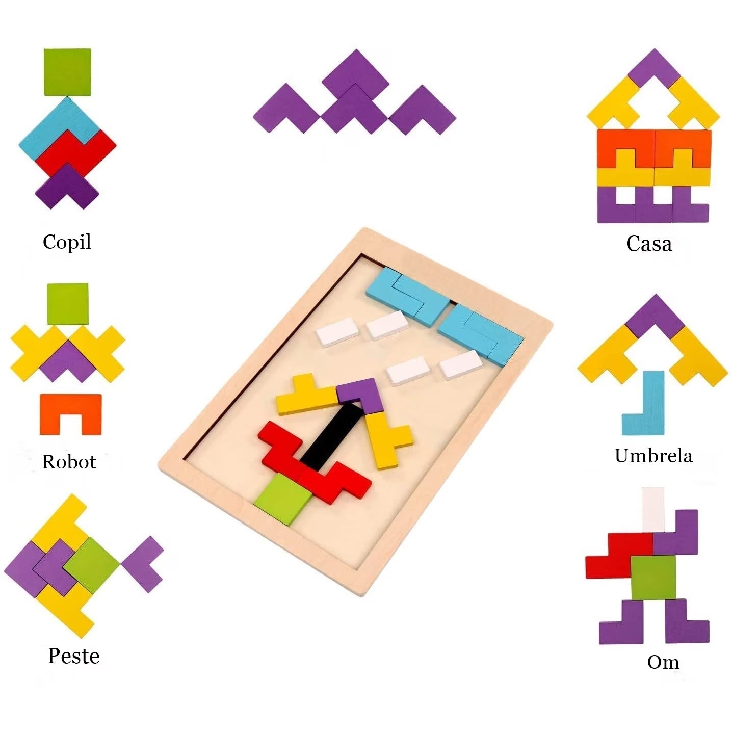 Puzzle De Tip Tetris Geometric Montessori (40 piese)