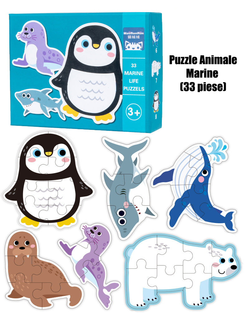 Set Puzzle Animale Marine Cu Piese Mari (33 piese)